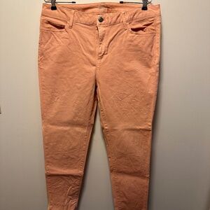 Woman's Size 14 GH Bass Skinny 5 Pocket Jeans Peach Ankle Length Plus Size